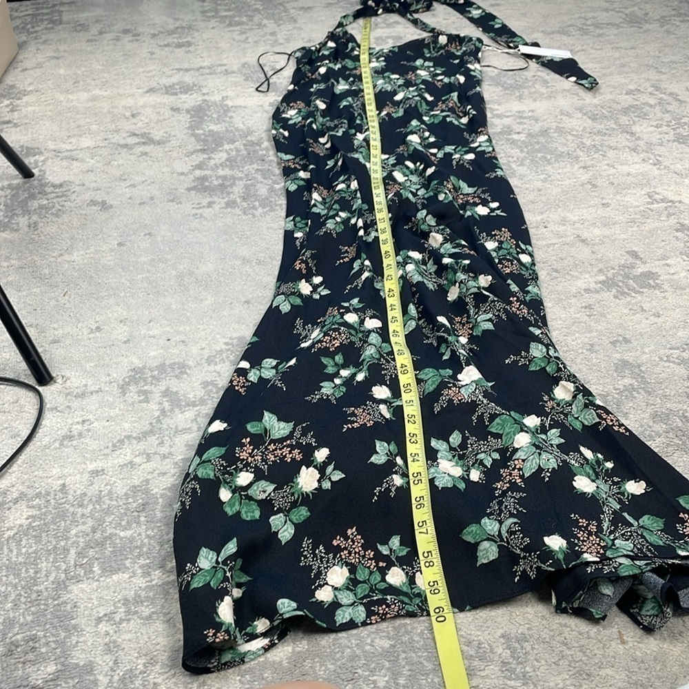 NWT Reformation Evalina Maxi Dress Barbe Floral Two Way Halter Strap Sz 0 - Picture 10 of 16